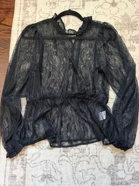 Banana Republic Black Sheer Lace Blouse